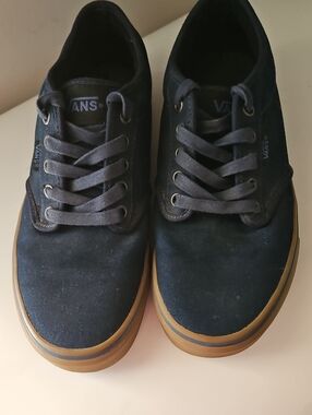 VANS MENS NAVY CANVAS ATWOOD LOW TOP SKATE SNEAKERS SZ 8